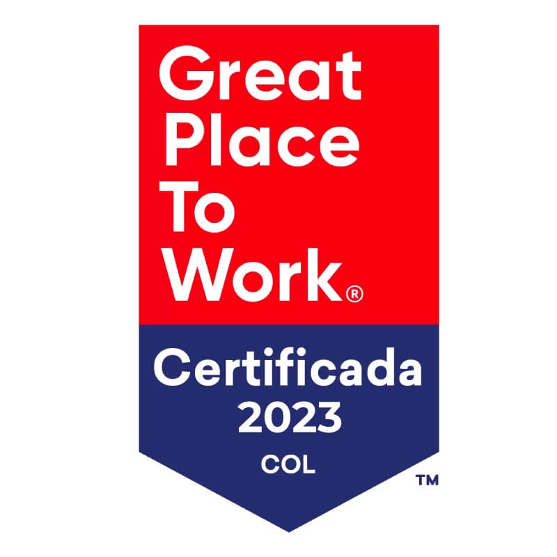 Logo Great Place to Work,  Los Mejores Lugares para Trabajar™ en Colombia 2023